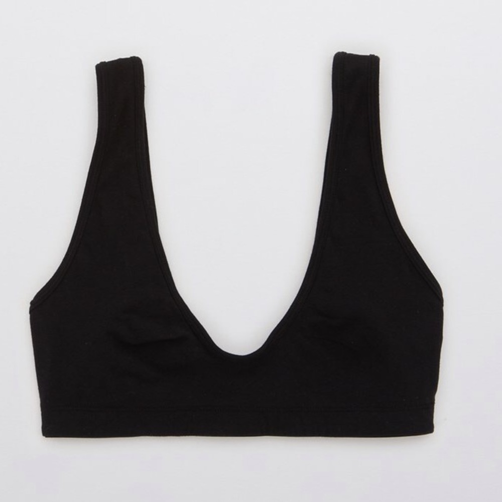 💎NWT AERIE BLACK COTTON SCOOP BRALETTE💎 - Picture 3 of 15